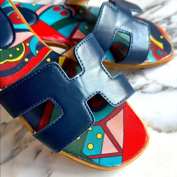 Colorful H Cut Paisley Slip-On Sandals Women’s size 37/6.5 - Picture 3 of 11